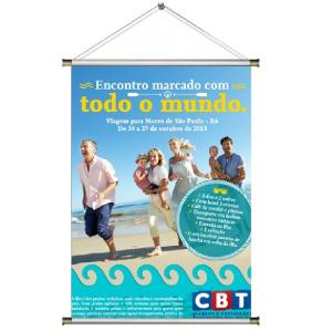 Impressão Lona acabamento BANNER Lona Brilho 440g  4x0  Bastão EM CIMA E EM BAIXO, sentido HORIZONTAL. 